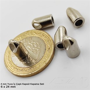 Kapama (Kapsül) - Döküm ve Çengel Klipsli Set - 24 mm - Nikel Kaplama 