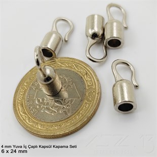 Kapama (Kapsül) - Döküm ve Çengel Klipsli Set - 24 mm - Nikel Kaplama 