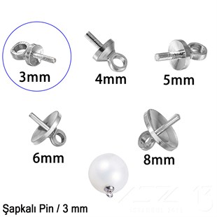 Şapkalı Pin - 3 mm - Dört Çeşit Kaplama Seçenekli / 4 Adet