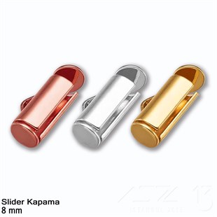Kapama - Slider 8 mm - Altın, Rose Altın ve Rodyum Kaplama / 2 Adet