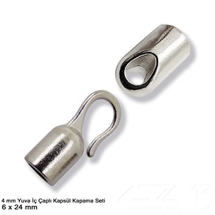 Kapama (Kapsül) - Döküm ve Çengel Klipsli Set - 24 mm - Nikel Kaplama 