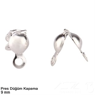 Kapama (Düğüm) - Çift Kulp ve  Pres - 9 mm - Gümüş Kaplama / 20 Adet 