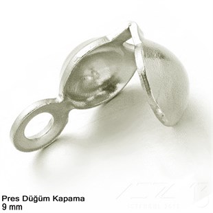 Kapama (Düğüm) - Tek Kulp ve  Pres - 9 mm - Gümüş Kaplama / 20 Adet 