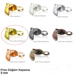 Kapama (Düğüm) - Tek Kulp ve  Pres - 9 mm - Pirinç Kaplama / 20 Adet 
