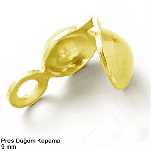 Kapama (Düğüm) - Tek Kulp ve  Pres - 9 mm - Pirinç Kaplama / 20 Adet 