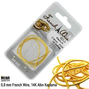 14K Altın Kaplama, 0,9 mm İçi Boş Metal Tel / French Wire / Paket İçeriği 35 cm