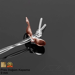 Kapama (Düğüm) - Tek Kulp ve  Pres - 9 mm - Gerçek Rose Altın Kaplama / 20 Adet 
