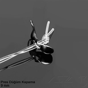 Kapama (Düğüm) - Tek Kulp ve  Pres - 9 mm - Siyah Nikel Kaplama / 20 Adet 