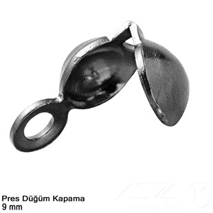 Kapama (Düğüm) - Tek Kulp ve  Pres - 9 mm - Siyah Nikel Kaplama / 20 Adet 