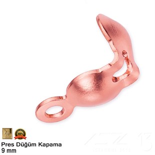 Kapama (Düğüm) - Tek Kulp ve  Pres - 9 mm - Gerçek Rose Altın Kaplama / 20 Adet 