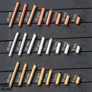 Kapama - Slider 15 mm - Altın, Rose Altın ve Rodyum Kaplama / 2 Adet