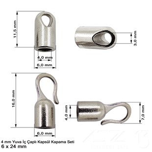 Kapama (Kapsül) - Döküm ve Çengel Klipsli Set - 24 mm - Nikel Kaplama 