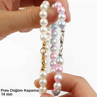 Kapama (Düğüm) - Tek Kulp ve  Pres - 14 mm - Gerçek Altın Kaplama / 10 Adet 