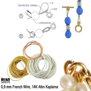 14K Altın Kaplama, 0,9 mm İçi Boş Metal Tel / French Wire / Paket İçeriği 35 cm