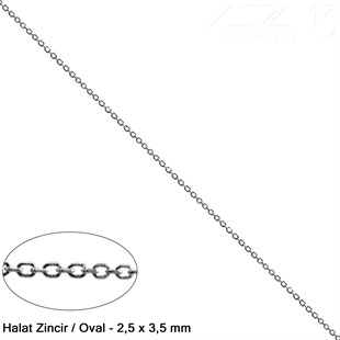 Zincir - Halat Tip - Oval 2,5 mm - Nikel Kaplama / 1 Metre