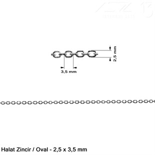 Zincir - Halat Tip - Oval 2,5 mm - Nikel Kaplama / 1 Metre