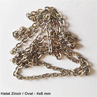 Zincir - Halat Tip - Oval 4 mm - Nikel Kaplama / 1 Metre