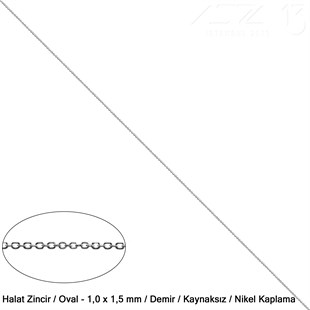 Zincir - Halat Tip - Oval 1,0 mm - Nikel Kaplama  / 1 Metre