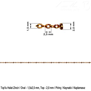 Zincir - Toplu Halat Tip - Oval 1,5 mm - Kaplamasız - Kaynaklı  / 1 Metre