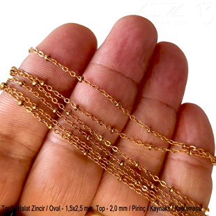 Zincir - Toplu Halat Tip - Oval 1,5 mm - Kaplamasız - Kaynaklı  / 1 Metre
