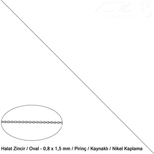 Zincir - Halat Tip - Oval 0,8 mm - Nikel Kaplama - Kaynaklı  / 1 Metre