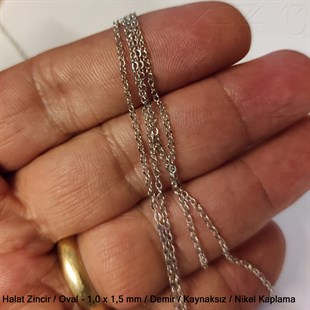 Zincir - Halat Tip - Oval 1,0 mm - Nikel Kaplama  / 1 Metre