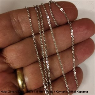 Zincir - Halat Tip - Oval 0,8 mm - Nikel Kaplama - Kaynaklı  / 1 Metre