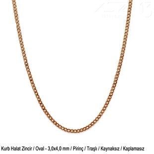 Zincir - Kurb Halat Tip - Traşlı Oval 3 mm - Kaplamasız / 1 Metre