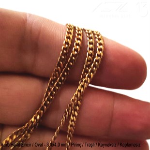 Zincir - Kurb Halat Tip - Traşlı Oval 3 mm - Kaplamasız / 1 Metre