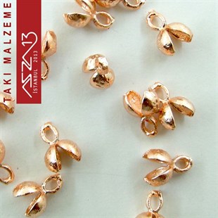 Rose Altın Kaplamalı 9x4 mm Pirinç Döküm Düğüm Kapama / Paket İçeriği 8 Adet