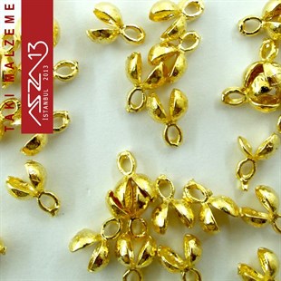 Altın Kaplamalı 9x4 mm Pirinç Döküm Düğüm Kapama / Paket İçeriği 8 Adet