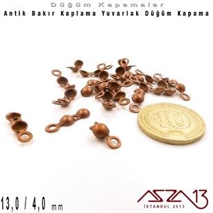 Antik Bakır Kaplama - 13 mm - Pres Düğüm Kapama / 20 Adet