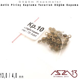 Antik Pirinç Kaplama - 13 mm - Pres Düğüm Kapama / 20 Adet