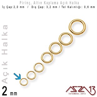 Altın Kaplamalı 0,6 mm Telden 2 mm Açık Halka / Paket İçeriği 550 Adet