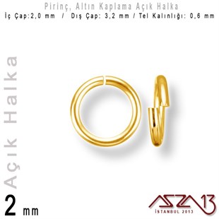 Altın Kaplamalı 0,6 mm Telden 2 mm Açık Halka / Paket İçeriği 550 Adet