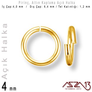 Altın Kaplamalı 1,2 mm Telden 4 mm Açık Halka / Paket İçeriği 95 Adet