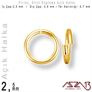 Altın Kaplamalı 0,7 mm Telden 2,5 mm Açık Halka / Paket İçeriği 550 Adet