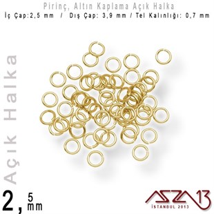 Altın Kaplamalı 0,7 mm Telden 2,5 mm Açık Halka / Paket İçeriği 550 Adet