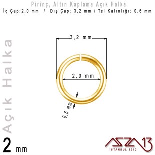 Altın Kaplamalı 0,6 mm Telden 2 mm Açık Halka / Paket İçeriği 550 Adet