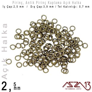 Antik Pirinç Kaplamalı 0,7 mm Telden 3,5 mm Açık Halka / Paket İçeriği 550 Adet