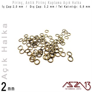 Antik Pirinç Kaplamalı 0,6 mm Telden 2 mm Açık Halka / Paket İçeriği 550 Adet