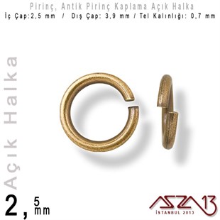 Antik Pirinç Kaplamalı 0,7 mm Telden 3,5 mm Açık Halka / Paket İçeriği 550 Adet