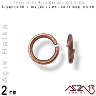 Antik Bakır Kaplamalı 0,6 mm Telden 2 mm Açık Halka / Paket İçeriği 550 Adet
