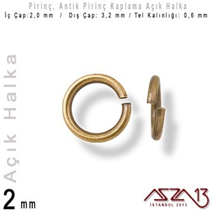 Antik Pirinç Kaplamalı 0,6 mm Telden 2 mm Açık Halka / Paket İçeriği 550 Adet
