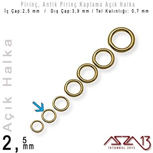Antik Pirinç Kaplamalı 0,7 mm Telden 3,5 mm Açık Halka / Paket İçeriği 550 Adet