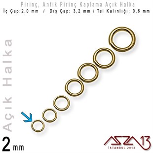 Antik Pirinç Kaplamalı 0,6 mm Telden 2 mm Açık Halka / Paket İçeriği 550 Adet