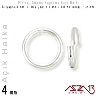 Gümüş Kaplamalı 1,2 mm Telden 4 mm Açık Halka / Paket İçeriği 95 Adet