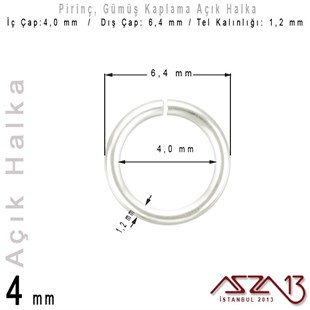 Gümüş Kaplamalı 1,2 mm Telden 4 mm Açık Halka / Paket İçeriği 95 Adet
