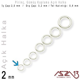 Gümüş Kaplamalı 0,6 mm Telden 2 mm Açık Halka / Paket İçeriği 550 Adet