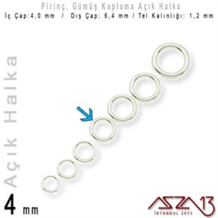 Gümüş Kaplamalı 1,2 mm Telden 4 mm Açık Halka / Paket İçeriği 95 Adet